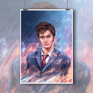 Tenth Doctor Illustration Doctor Who Art Print - David Tennant 10th Doctor Poster