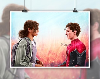 Peter and MJ - Spider-Man Far From Home Art Print Painting Updated