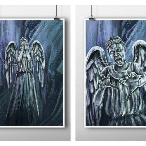 Doctor Who Holzdruck Weeping Angel 40 x 60 cm 