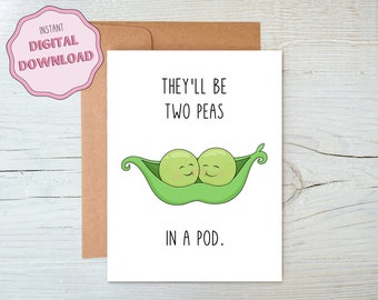 Printable twins baby shower card, 5x7 instant download card, card for someone expecting twins