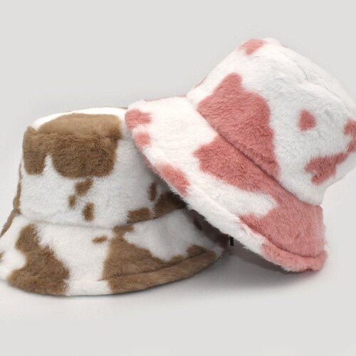 Cow Bucket Hat,Bucket Hat,white hat,winter hat,womens hats