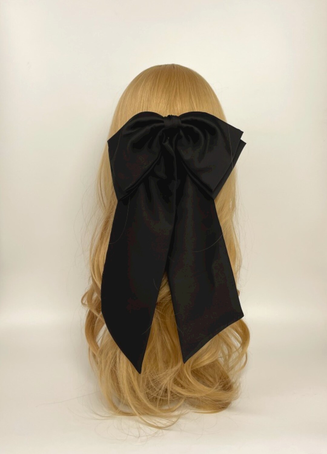 Black Silk Satin Giant Hair Bow , Oversized Women Hair Bows, French — free download