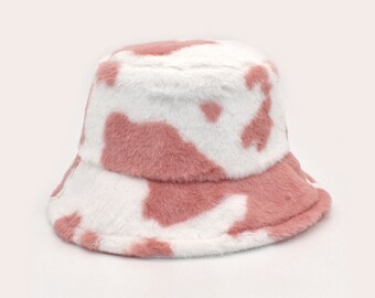 Cow Bucket Hat,Bucket Hat,white hat,winter hat,womens hats