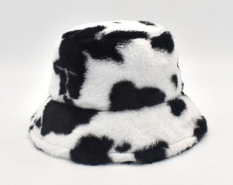 Cow Bucket Hat,Bucket Hat,white hat,winter hat,womens hats