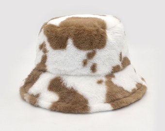 Cow Bucket Hat,Bucket Hat,white hat,winter hat,womens hats