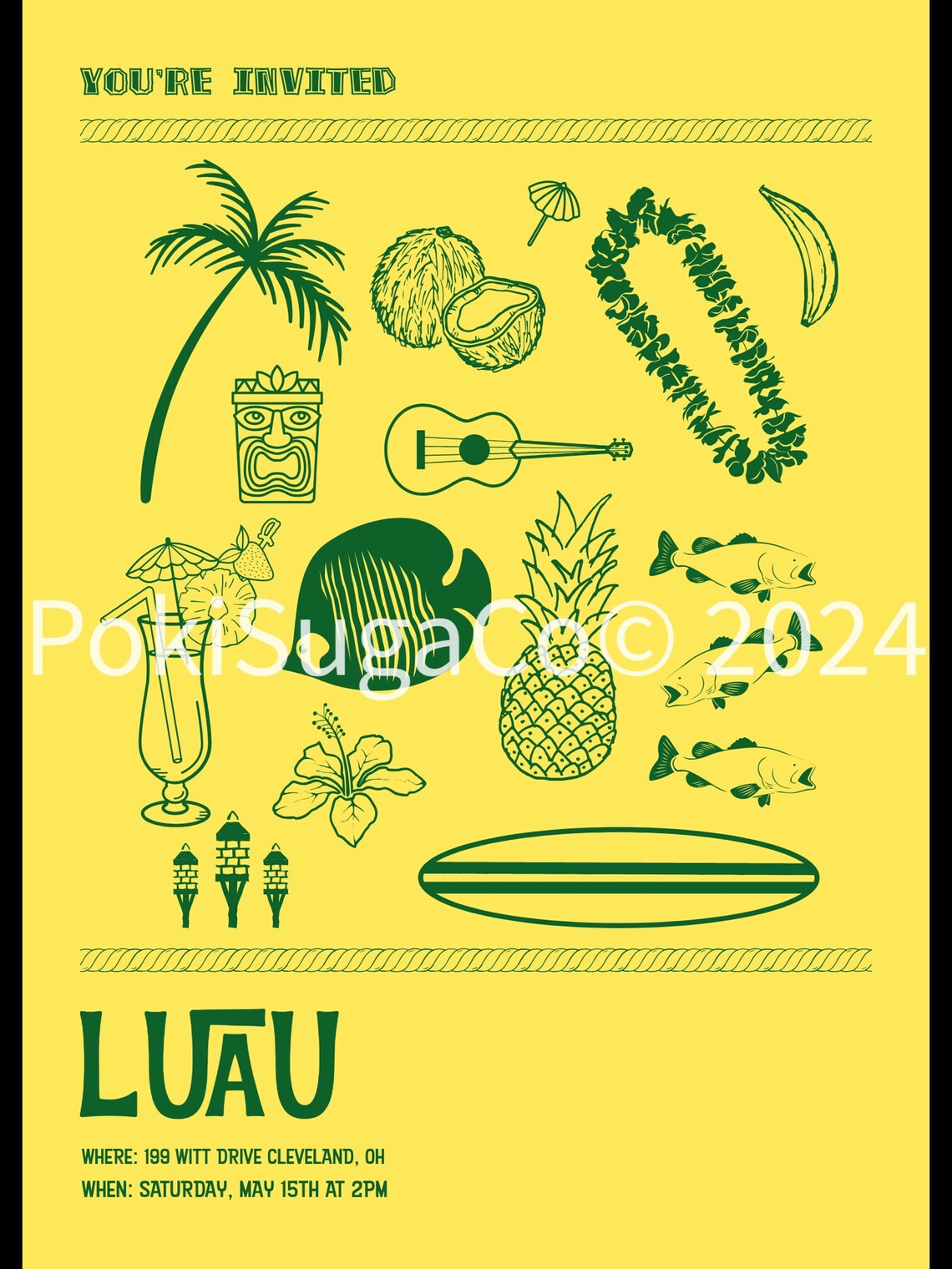 Vintage LUAU Party Invite RETRO Hawaiian Theme With TROPICAL Icons - Etsy