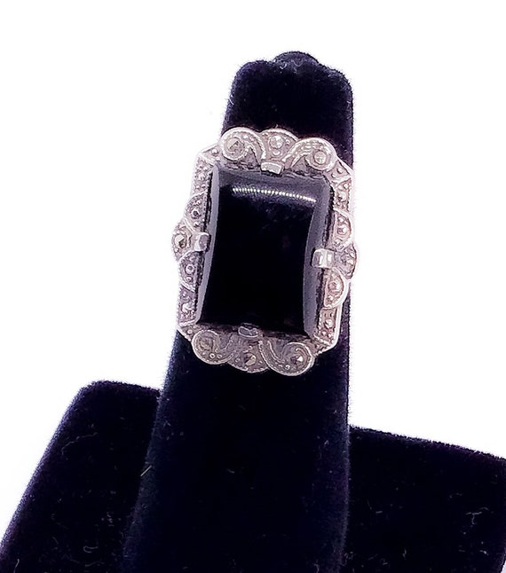 Vintage Jewelry- Sterling Silver- Engraved Black … - image 2