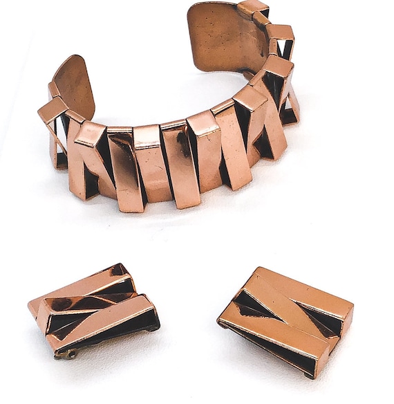 Vintage Jewelry 1950s 1960s Signed Renoir Solid Copper Cuff