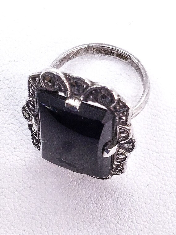 Vintage Jewelry- Sterling Silver- Engraved Black … - image 4