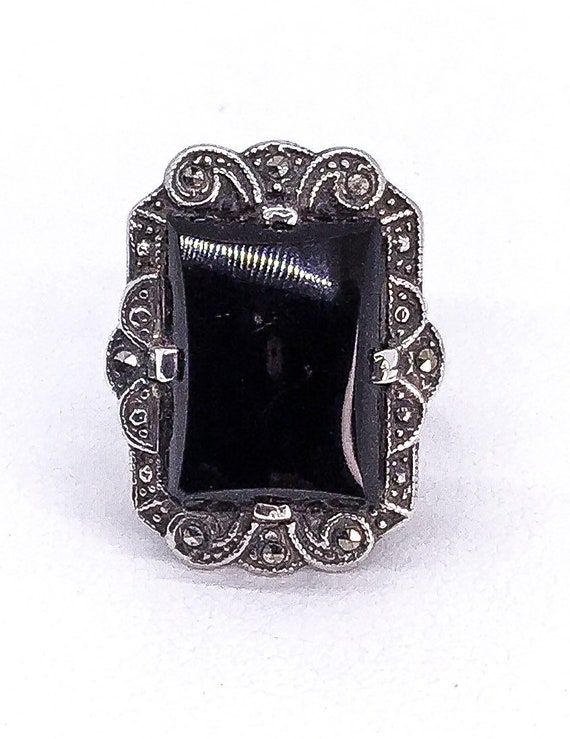 Vintage Jewelry- Sterling Silver- Engraved Black … - image 1
