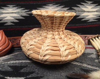 Tohono O’odham (Papago) Traditional Open Stitch Woven Fluted Vintage Basket