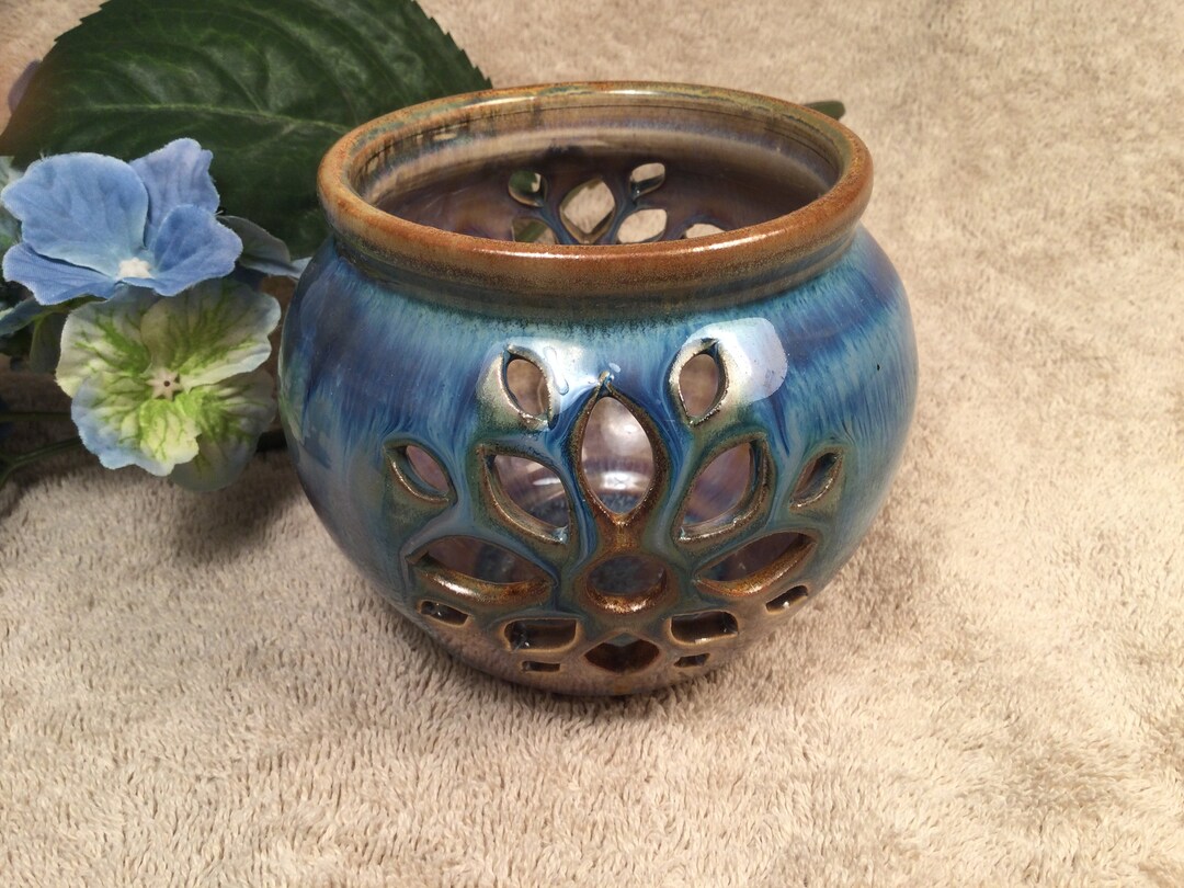 Clarksville Pottery Vintage Glazed Candle Holder Etsy