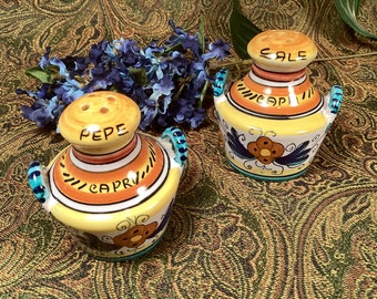 Vintage Hand Made Isle of Capri Ceramic Italian Salt & Pepper Shakers