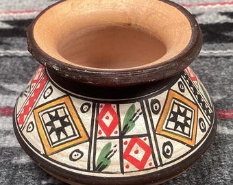 Vintage Peruvian Hand Crafted Highly Detailed Painted Polychrome Bowl