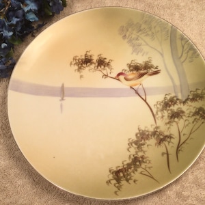 Antique Japanese Mieto China Hand Painted Bird Scene Porcelain Plate