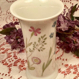 German Nymphenburg Vintage Porcelain Wildflowers Trumpet Vase
