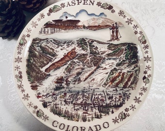 Vintage Aspen Colorado Vernon Kilns 10 1/2” Color Plate