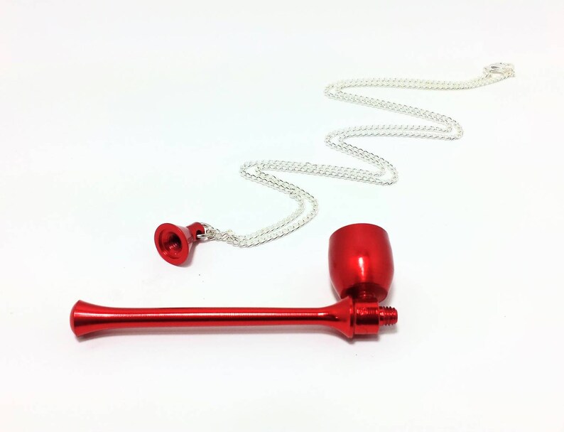 Transforming Mushroom Pendant Necklace Stash Pipe Red