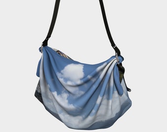 Fira Santorini Greece Origami Tote Ocean Clouds Fold Scarf Vegan Strap Bag