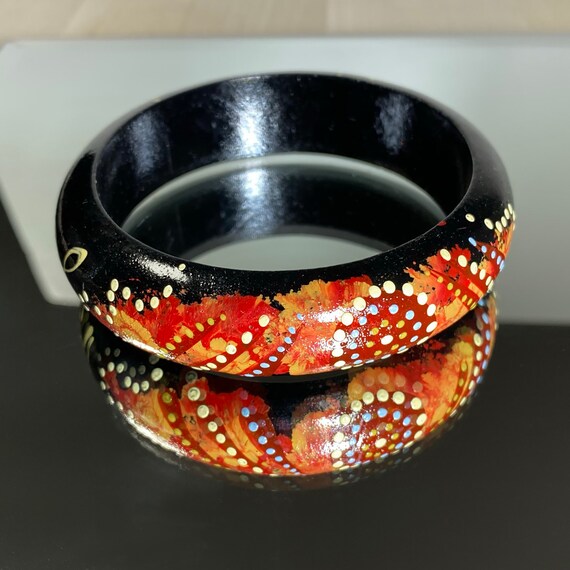 Vintage Australia Hand Painted Aboriginal Bangle … - image 3