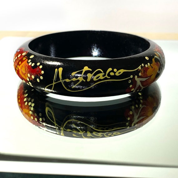 Vintage Australia Hand Painted Aboriginal Bangle … - image 4