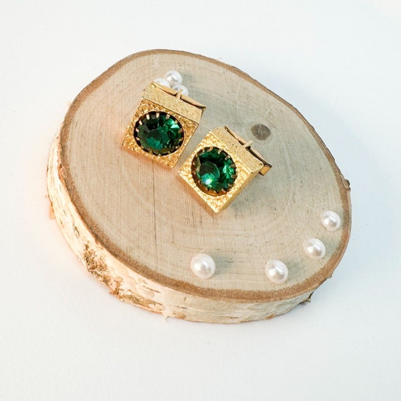 Emerald Green Cuff Links Vintage Suit Wedding For… - image 5