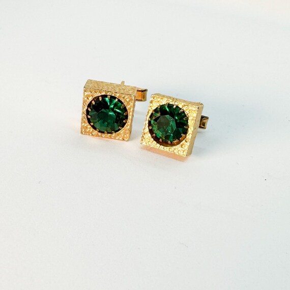 Emerald Green Cuff Links Vintage Suit Wedding For… - image 4