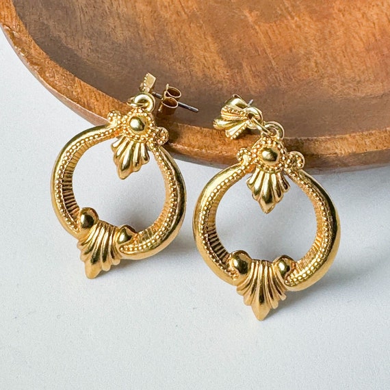 Vintage Gold Filigree Hoop Earrings Timeless Elega