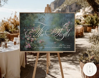 Whimsical Floral Pond Wedding Welcome Sign Artwork | Unframed and Framed Canvas Print