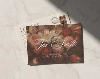 Vintage bloemen | Ansichtkaarten voor het gastenboek van een bruiloft | Op maat gemaakte, artistieke stationery