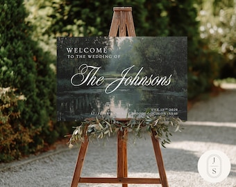 Woodland River Wedding Welcome Sign Artwork | Unframed and Framed Canvas Print