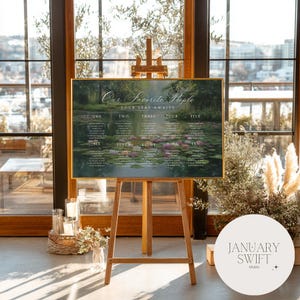 Serene Water Lilies Seating Chart Artwork Sign | Unframed and Framed Print, Canvas & Foamboard