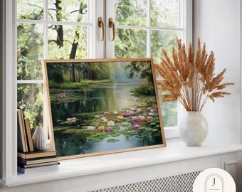 Sunlit Water Lily Pond | Unframed and Framed Fine Art Print
