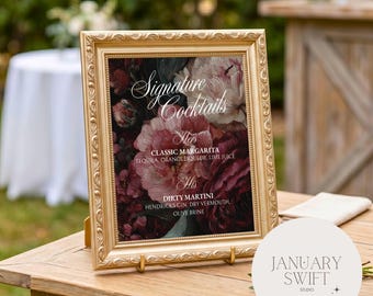 Floral Bouquet Collection | Signature Bar Drinks Menu Art Sign | Framed & Unframed Print | 8x10"