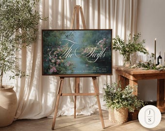 Whimsical Floral Pond Wedding Welcome Sign Artwork | Unframed and Framed Fine Art Print