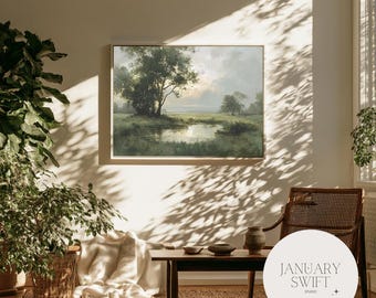 Landelijk Vijver | Kunstprint en Canvas, zowel oningelijst als ingelijst
