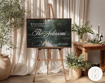 Woodland River Wedding Welcome Sign Artwork | Unframed and Framed Fine Art Print