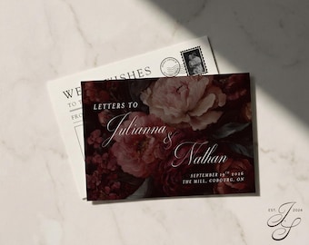 Moody Bouquet Florals | Ansichtkaarten voor het gastenboek van een bruiloft | Op maat gemaakte, artistieke stationery