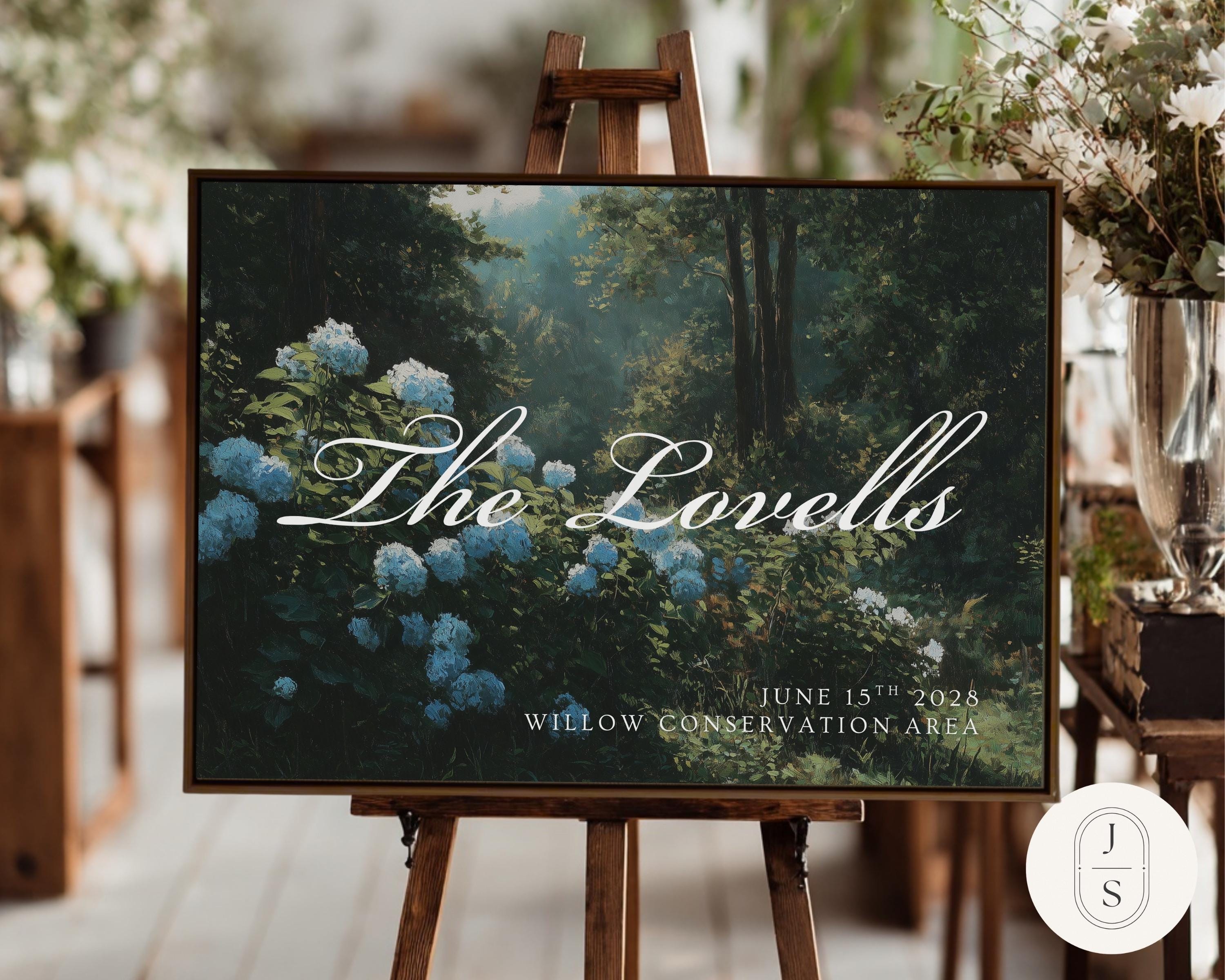Blue Hydrangea Forest Wedding Welcome Sign Artwork | Unframed and ...