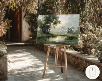 Pastoral Pond Wedding Welcome Sign Artwork | Unframed and Framed Canvas Print