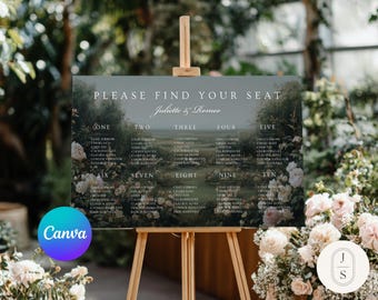Secret Rose Garden Artwork Seating Chart Template (Alphabetical & Table Options | Canva Template, Digital Download)