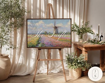 Spring Windmill Wedding Welcome Sign Artwork | Unframed and Framed Fine Art Print