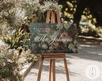 Victorian Bloom Wedding Welcome Sign Artwork | Unframed and Framed Canvas Print