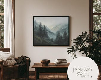 Mistige Berg | Kunstprint en canvas, zowel oningelijst als ingelijst.
