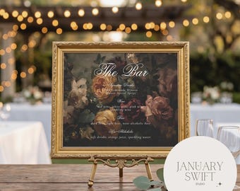 Herfstbloemen | Drankenkaart van de Signature Bar | Ingelijste of oningelijste print | Gedrukt kunstwerk als bord