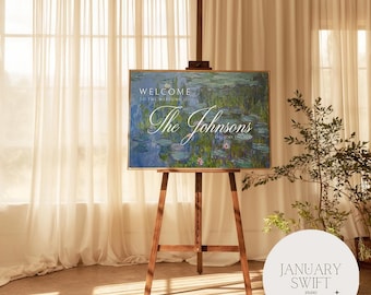 Nymphéas by Claude Monet | Wedding Welcome Sign Artwork Printed Painting | Fine Art Print & Canvas