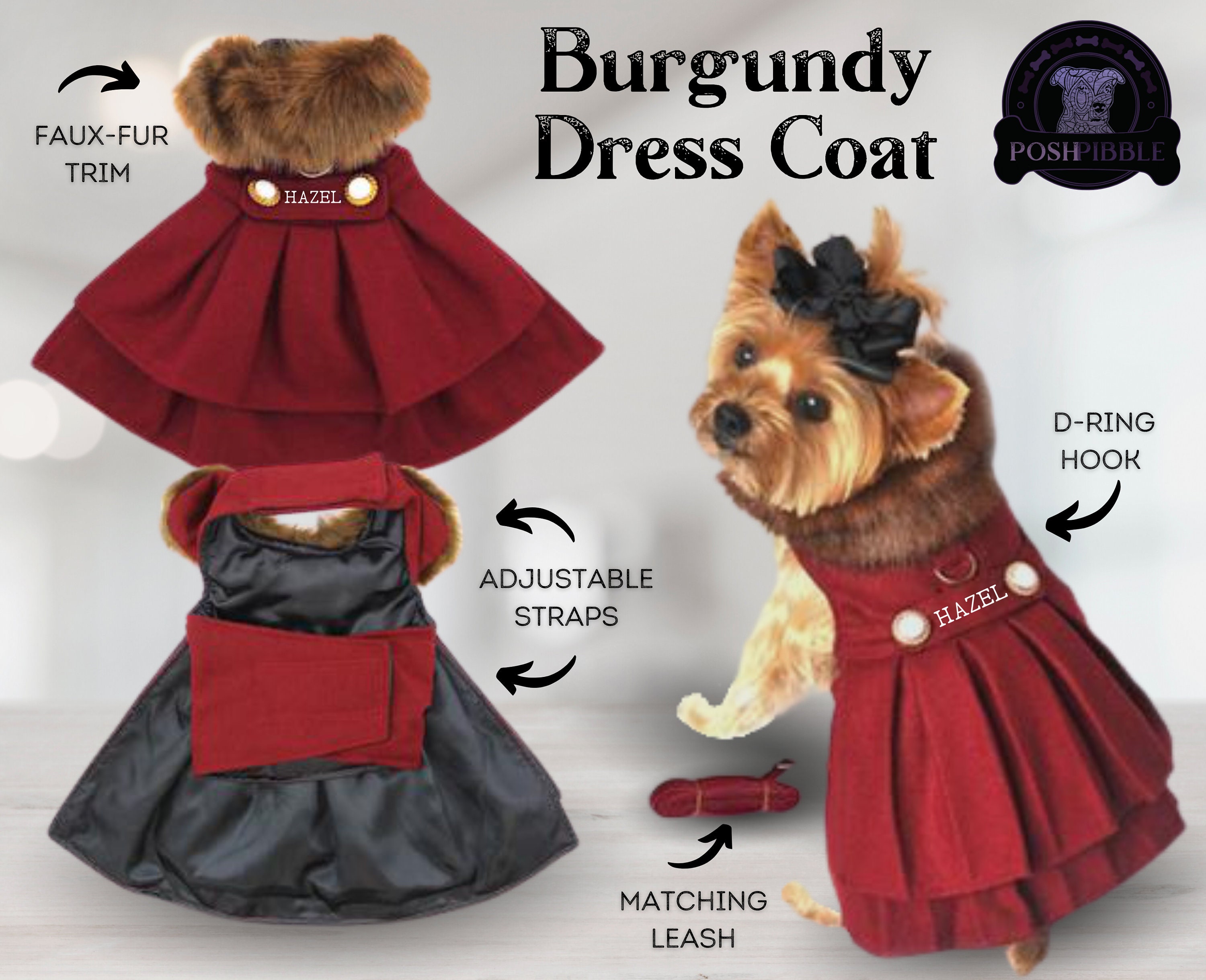 Personalized Trendy Designer Look Pet Coat & Leash Set Etsy