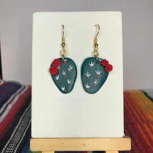 Mexican cactus earrings / aretes de / nopal jewelry / mexico / handmade earrings / statement