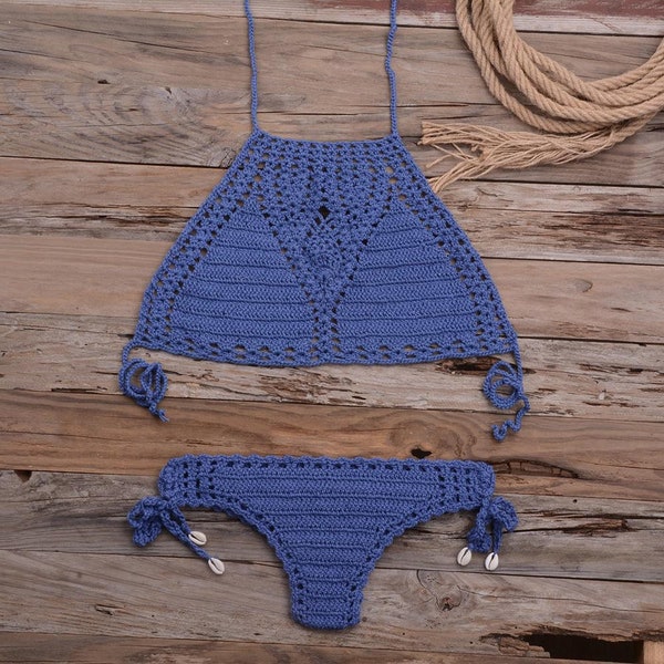 Blue Crochet Bikini Etsy