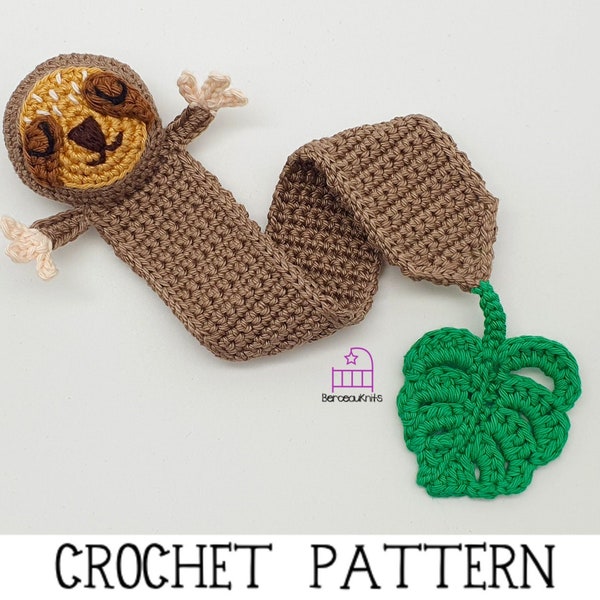 CROCHET PATTERN Stella the Sloth bookmark PDF pattern, handmade amigurumi gift for book lovers